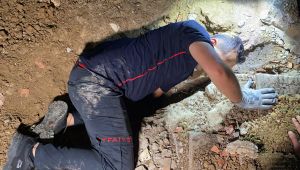 Enkaz altından insan çıkarır gibi kedi kurtarma operasyonu