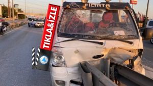 Gebze'de kamyonet bariyerlere ok gibi saplandı