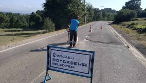 Körfez köylerini bağlayan yolda asfaltlama