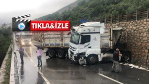 Yağışın sebep olduğu kaza D-100'ü trafiğe kapattı