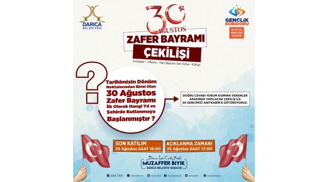 Darıca Belediyesi’nden 30 Ağustos çekilişi