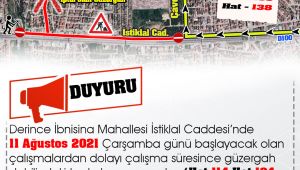 Derince İstiklal Caddesi’nde altyapı çalışması