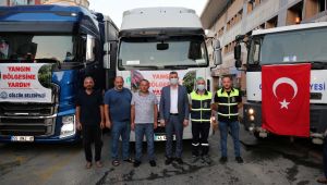 Gölcük'ten 2 tır yardım malzemesi dualarla uğurlandı