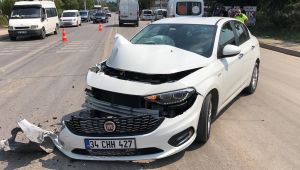 Otomobil, hafriyat kamyonuna çarptı: 1 yaralı