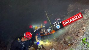 UTV ile 30 metrelik uçuruma düşen 2 kişi kurtarıldı