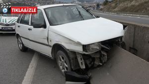 Beton bariyere çarpan otomobilin sürücüsü yaralandı