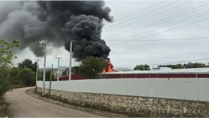 Kocaeli'de raf fabrikasında yangın