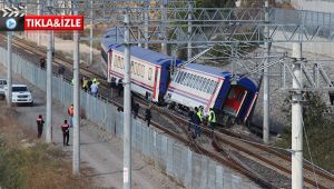 Raydan çıkan vagonlardaki hasar havadan görüntülendi