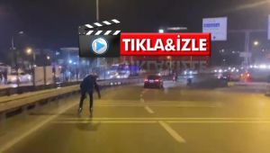 Trafikte tehlikeli paten yolculuğu hüsranla bitti