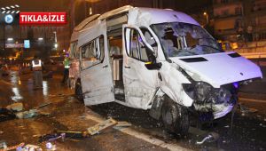 Servis minibüsüne akaryakıt tankeri çarptı: 1 ölü, 1 yaralı