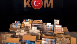 İş yerinde binlerce kaçak makaron ele geçirildi