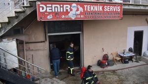 Teknik servis dükkanında çıkan yangın korkuttu