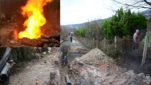 Doğal gaz boru hattı alev topuna döndü