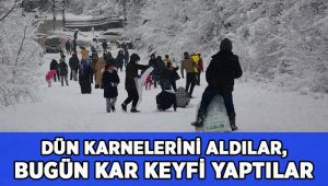 Dün karnelerini aldılar, bugün karla oynayarak stres attılar