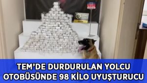 TEM'de yolcu otobüsünde 98 kilo uyuşturucu ele geçirildi