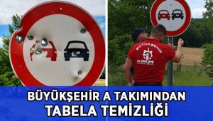 Büyükşehir A Takımından tabela temizliği