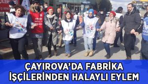 Fabrika işçilerinden halaylı eylem