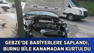 Bariyerlere saplandı, kazadan burnu bile kanamadan kurtuldu