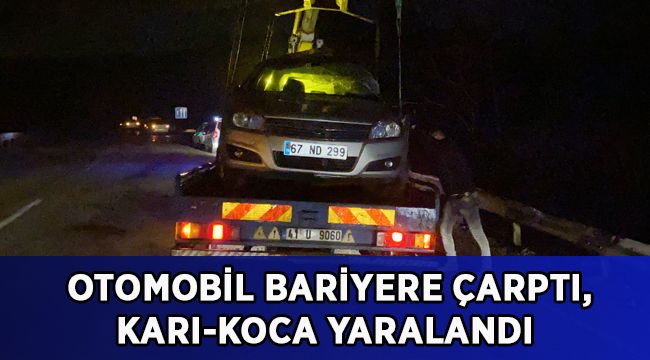 Otomobil bariyere çarptı, karı-koca yaralandı
