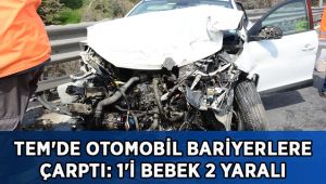 TEM'de otomobil bariyerlere çarptı: 1'i bebek 2 yaralı