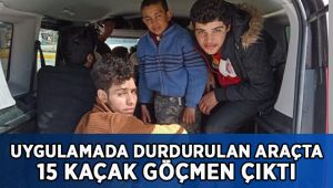 Trafik uygulamasında durdurulan iki araçtan 15 kaçak göçmen çıktı