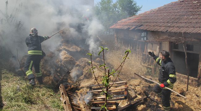 150 saman balyası küle döndü
