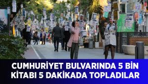 Cumhuriyet Bulvarında 5 bin kitabı 5 dakikada topladılar