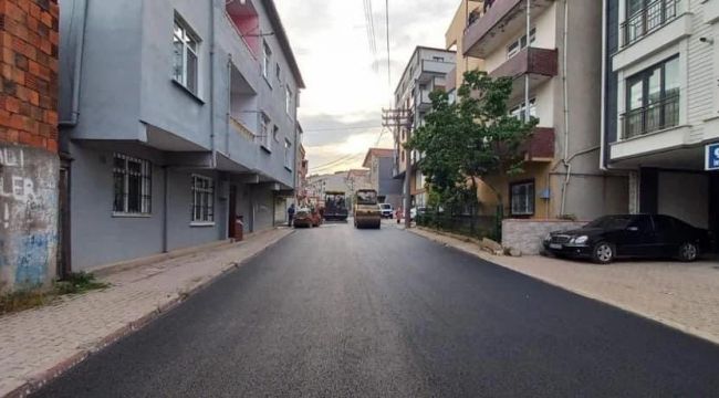 Gebze’de sıcak asfalt serim çalışmaları