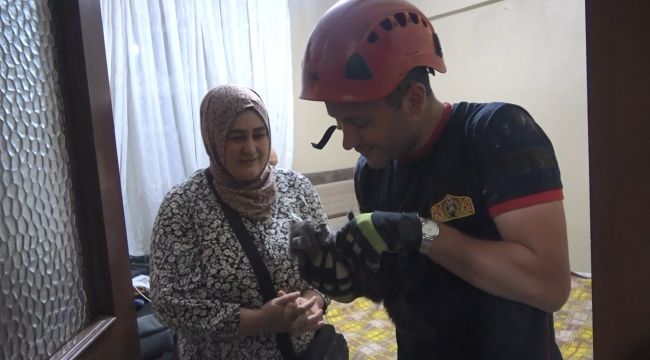 Kurtarılmasını sağladığı yavru kediyi sahiplendi