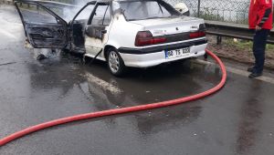 Alevlere teslim olan araç kullanılamaz hale geldi