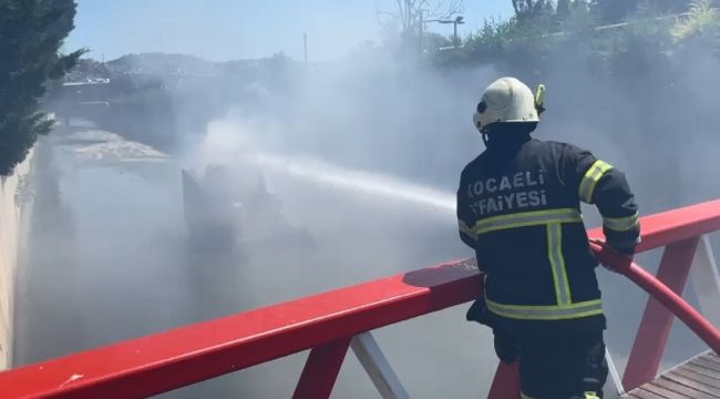 Alev alev yanan kepçeyi itfaiye söndürdü