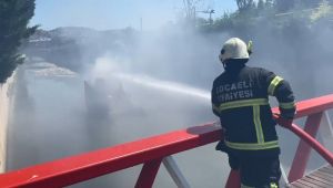 Alev alev yanan kepçeyi itfaiye söndürdü