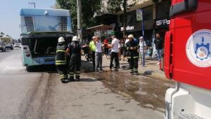 Seyir halindeki otobüste yangın çıktı