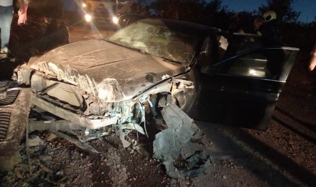 Rampadan inerken freni boşalan otomobil takla attı