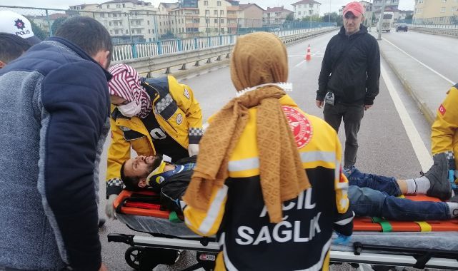 Kaza yapan motosiklet sürücüsü yaralandı