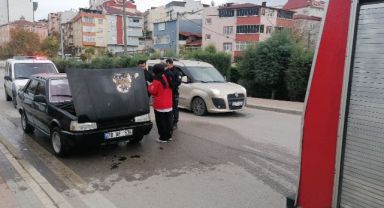 Gebze'de Nikah günü almaya giderken aracı yandı