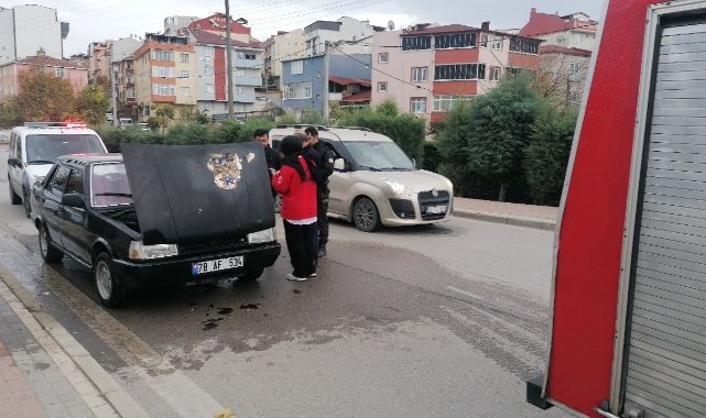 Gebze'de Nikah günü almaya giderken aracı yandı