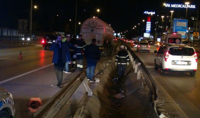 LPG yüklü tanker kaza yaptı, patlamaması faciayı önledi
