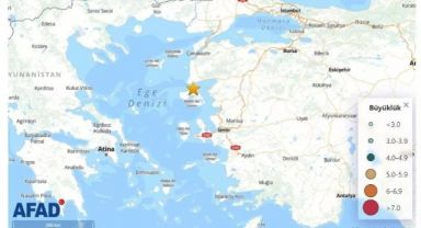 Ege Denizi'nde 5 büyüklüğünde deprem!