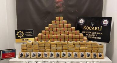 TEM'de durdurulan saman yüklü tırdan 99 kilo eroin çıktı