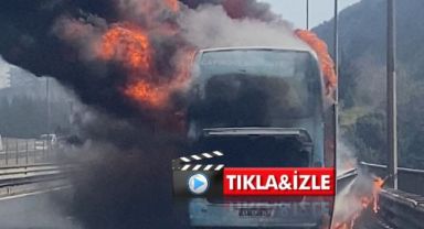 TEM'de minibüs alev topuna döndü