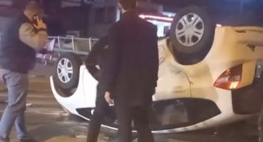 Kontrolden çıkan otomobil takla attı