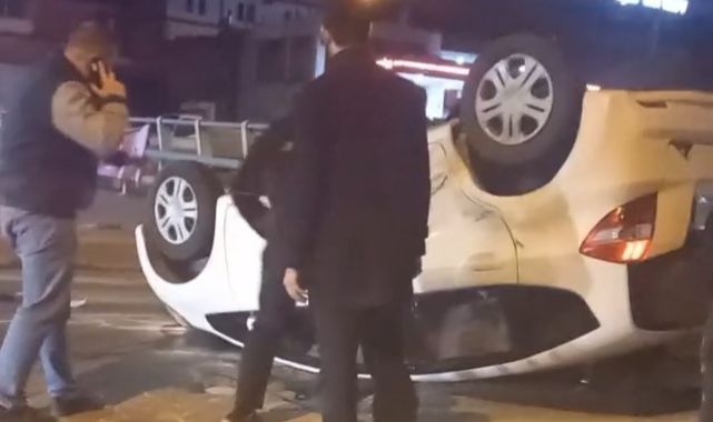 Kontrolden çıkan otomobil takla attı