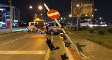 Sinyalizasyon direğini devirip koşarak bölgeden uzaklaştı