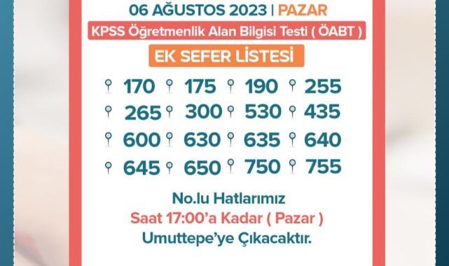 Büyükşehir’den KPSS için 16 hatta ek sefer