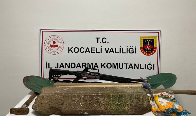 Kocaeli'de Roma dönemine ait lahit parçası ele geçirildi