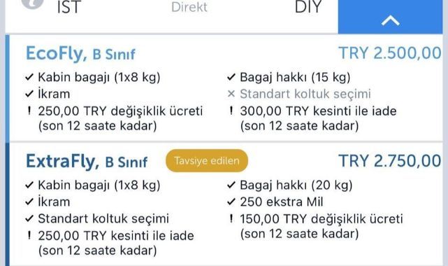 Uçak biletlerinde tavan fiyat 2 bin 500 TL oldu