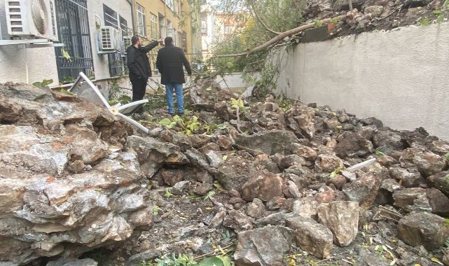 Milli Eğitim Müdürlüğü'nün bahçesine istinat duvarı çöktü