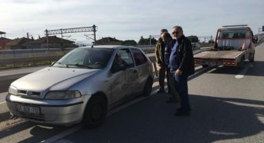 Tır ile çarpışan otomobil sürücüsü yara almadan kurtuldu