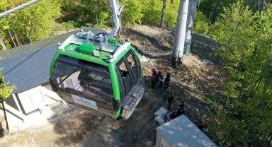 İtfaiyeden teleferikte nefes kesen tatbikat